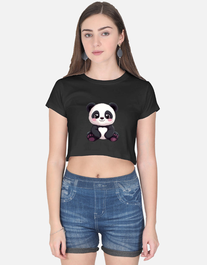 Cute Panda Female Crop Top