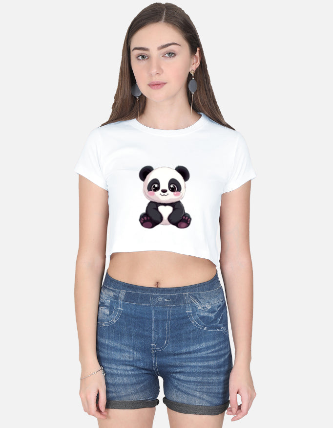 Cute Panda Female Crop Top