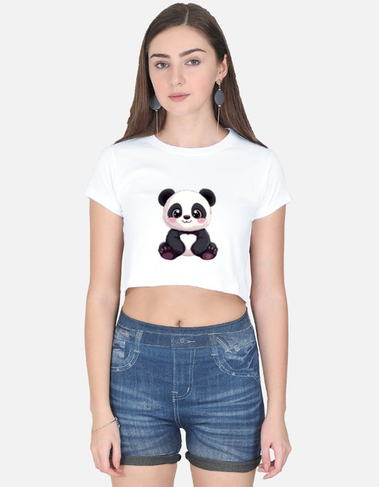 Cute Panda Female Crop Top