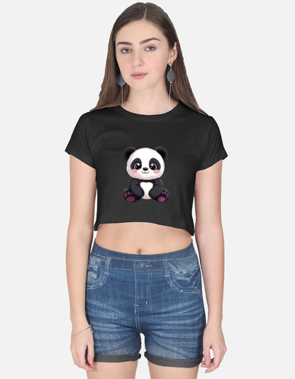 Cute Panda Female Crop Top